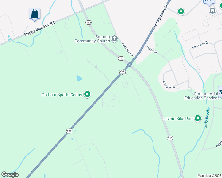 map of restaurants, bars, coffee shops, grocery stores, and more near 190 Narragansett Street in Gorham