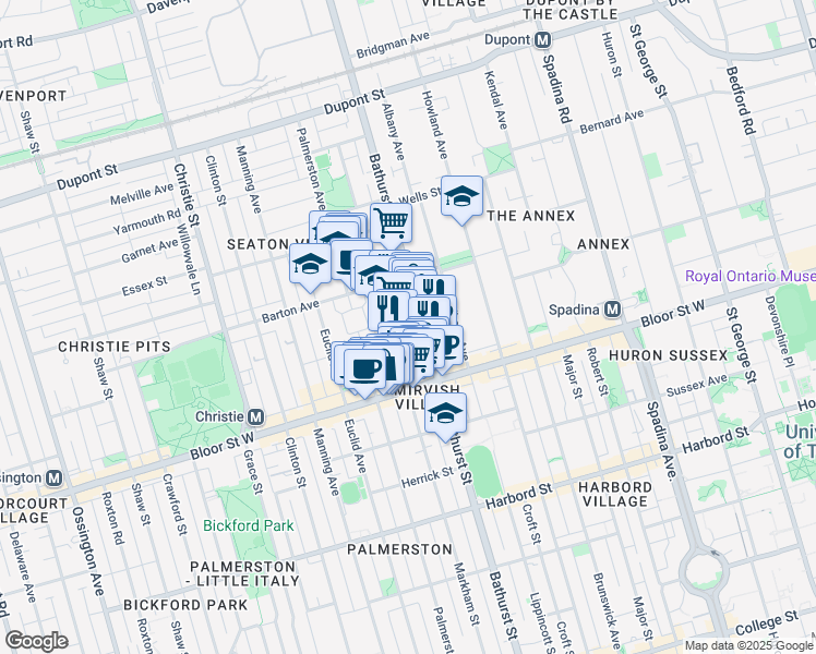 map of restaurants, bars, coffee shops, grocery stores, and more near 10 London Street in Toronto