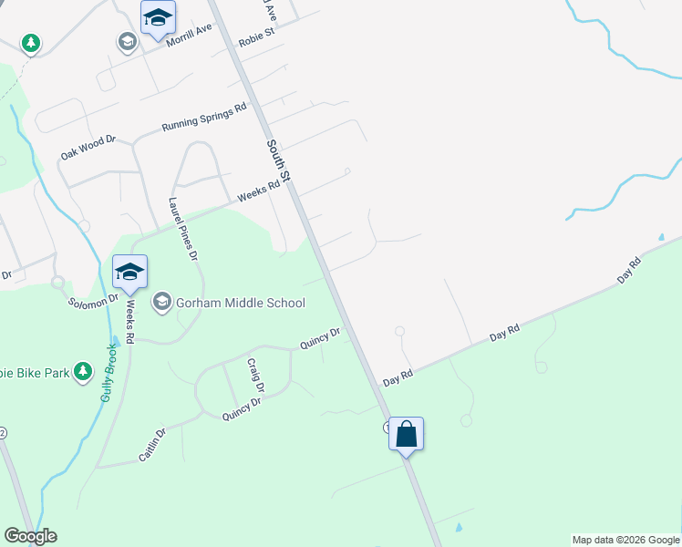 map of restaurants, bars, coffee shops, grocery stores, and more near 3 Samantha Drive in Gorham