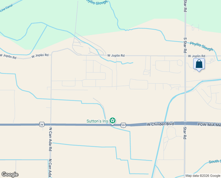 map of restaurants, bars, coffee shops, grocery stores, and more near 9110 West Chinden Boulevard in Meridian