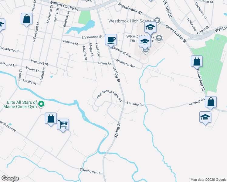 map of restaurants, bars, coffee shops, grocery stores, and more near 81 Jacqueline Way in Westbrook