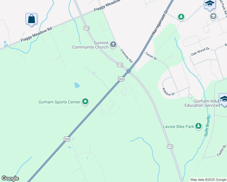 map of restaurants, bars, coffee shops, grocery stores, and more near 190 Narragansett Street in Gorham