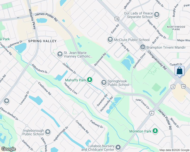 map of restaurants, bars, coffee shops, grocery stores, and more near 46 Lisson Crescent in Brampton