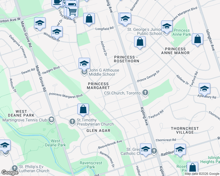 map of restaurants, bars, coffee shops, grocery stores, and more near in Toronto