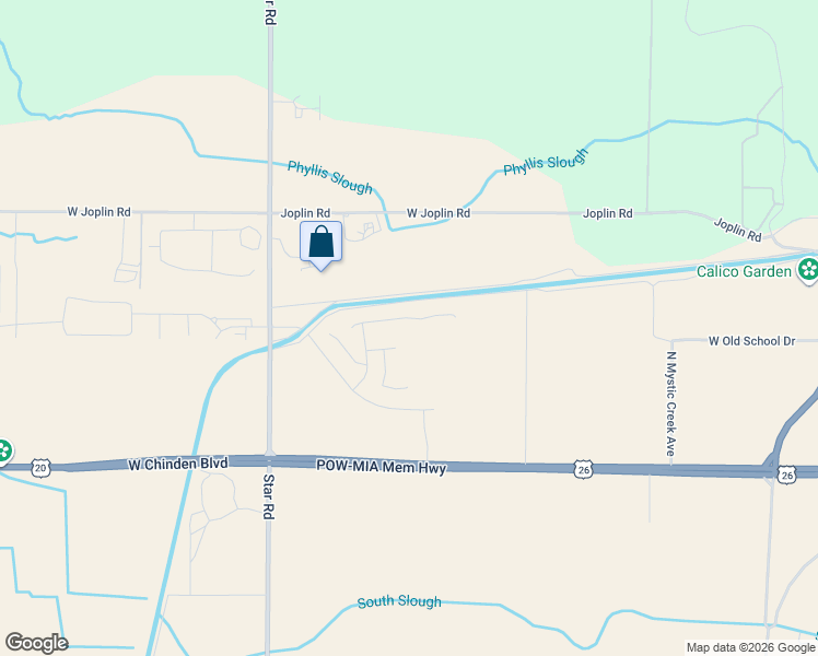 map of restaurants, bars, coffee shops, grocery stores, and more near 7100 Star Road in Meridian