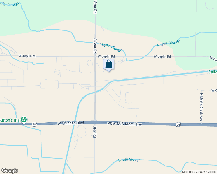 map of restaurants, bars, coffee shops, grocery stores, and more near 6800 Star Road in Meridian