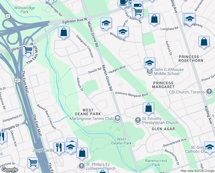 map of restaurants, bars, coffee shops, grocery stores, and more near in Toronto