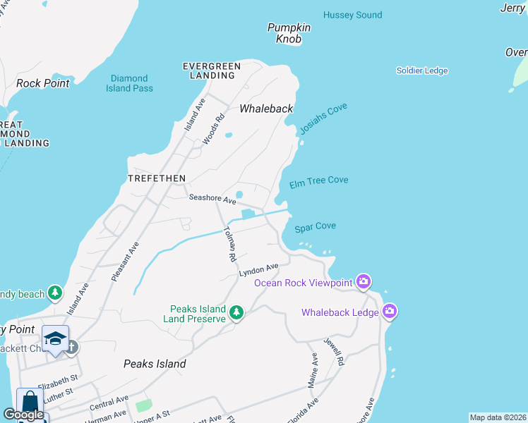 map of restaurants, bars, coffee shops, grocery stores, and more near 840 Seashore Avenue in Portland