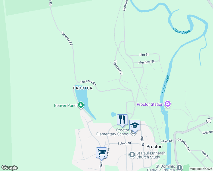 map of restaurants, bars, coffee shops, grocery stores, and more near 38 Eden Avenue in Proctor
