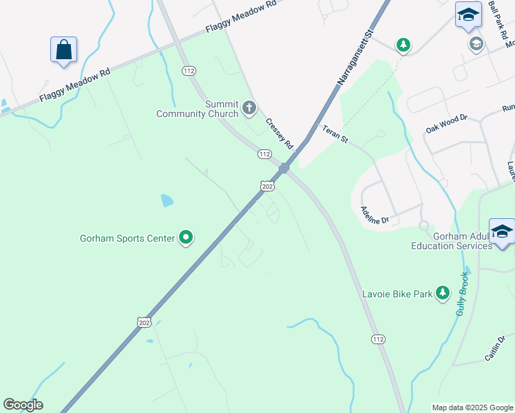 map of restaurants, bars, coffee shops, grocery stores, and more near 174 Narragansett Street in Gorham