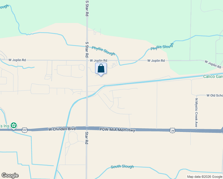 map of restaurants, bars, coffee shops, grocery stores, and more near 7100 Star Road in Meridian