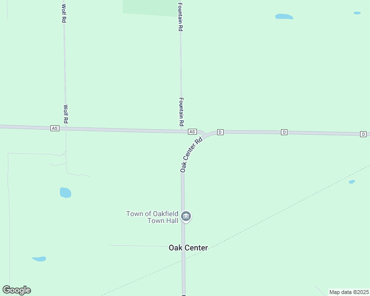 map of restaurants, bars, coffee shops, grocery stores, and more near N3462 Oak Center Road in Oakfield