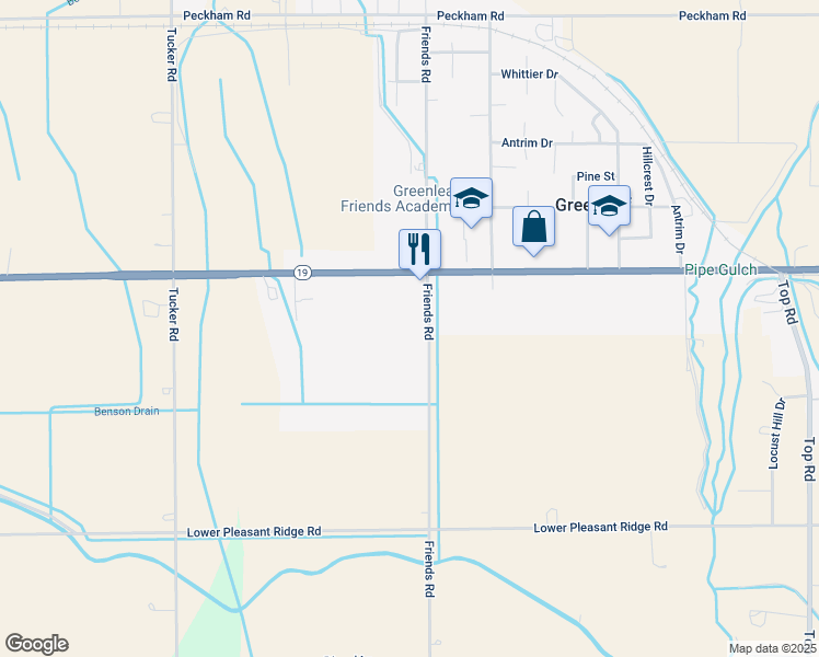 map of restaurants, bars, coffee shops, grocery stores, and more near in Greenleaf