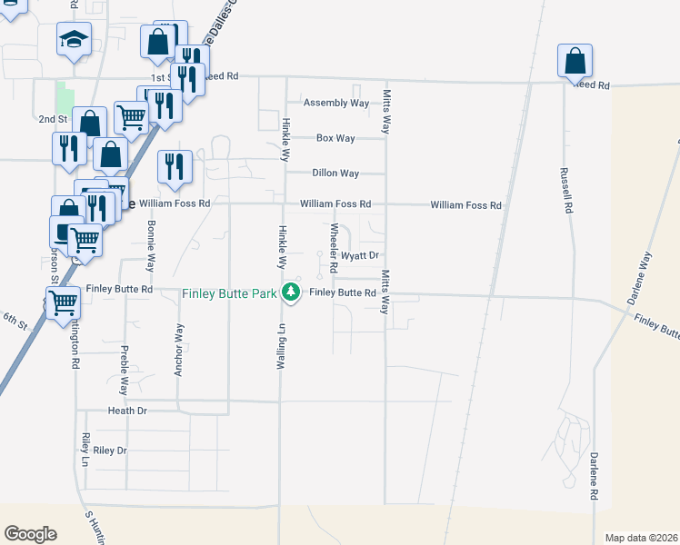 map of restaurants, bars, coffee shops, grocery stores, and more near 16676 McClintock Place in La Pine