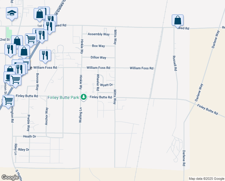 map of restaurants, bars, coffee shops, grocery stores, and more near 16696 Oakridge Place in La Pine