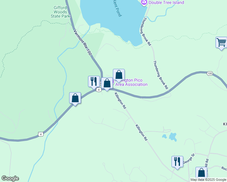 map of restaurants, bars, coffee shops, grocery stores, and more near 12 Killington Road in Killington