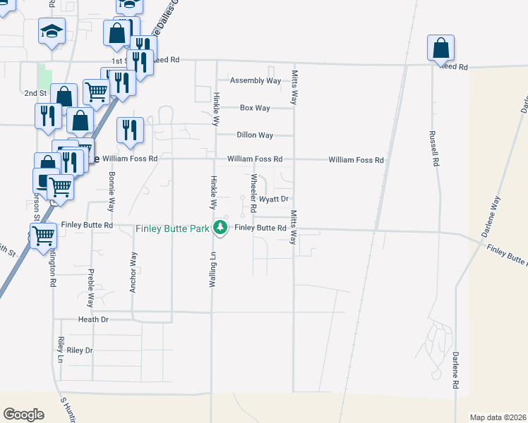 map of restaurants, bars, coffee shops, grocery stores, and more near 16676 McClintock Place in La Pine