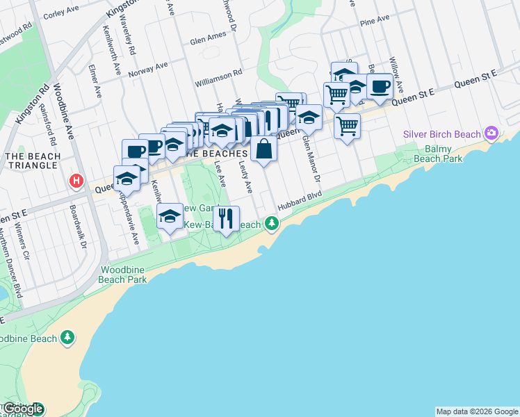 map of restaurants, bars, coffee shops, grocery stores, and more near in Toronto