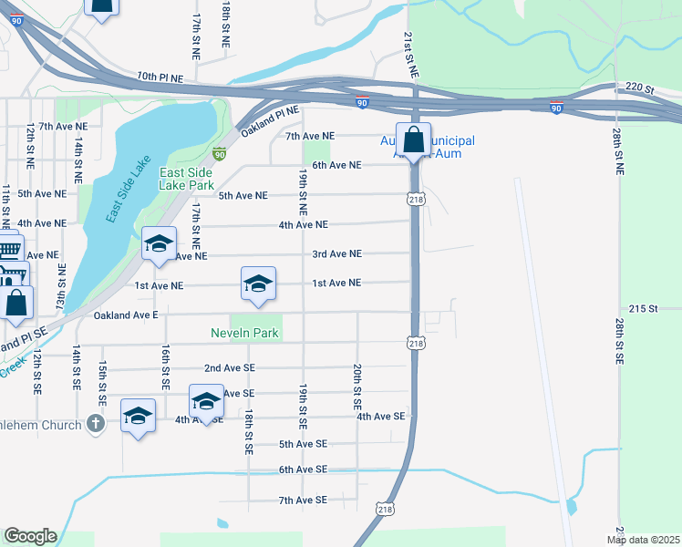 map of restaurants, bars, coffee shops, grocery stores, and more near 2015 1st Avenue Northeast in Austin