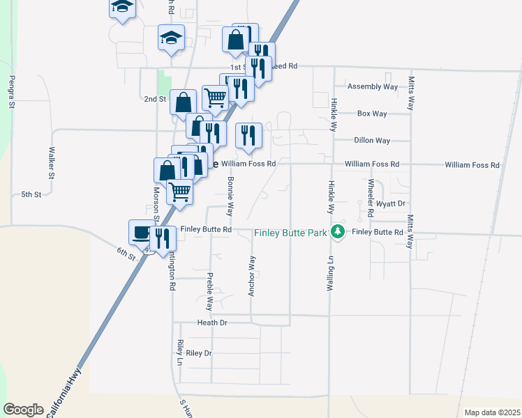 map of restaurants, bars, coffee shops, grocery stores, and more near 51430 Telegraph Road in La Pine