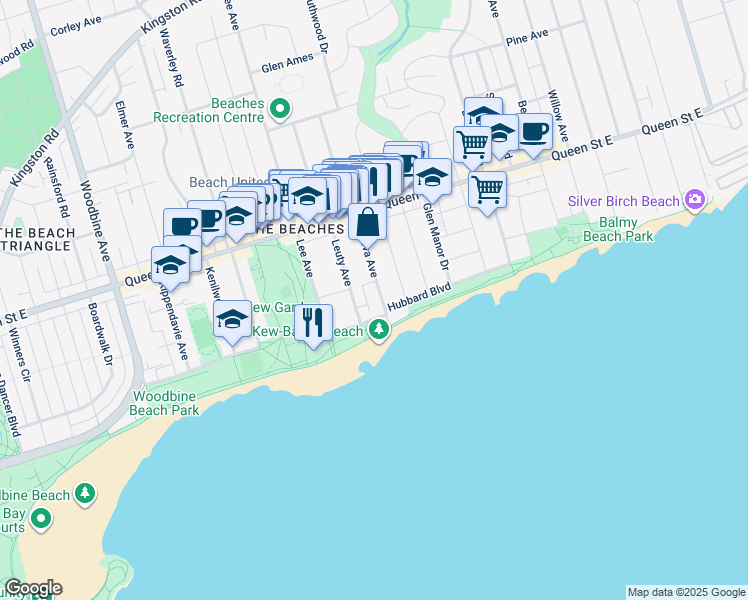 map of restaurants, bars, coffee shops, grocery stores, and more near in Toronto