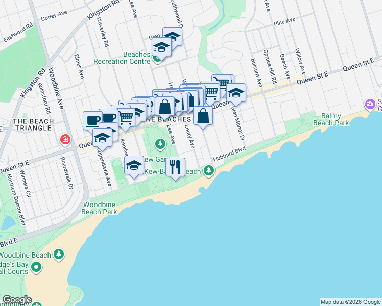 map of restaurants, bars, coffee shops, grocery stores, and more near 15 Violet Avenue in Toronto