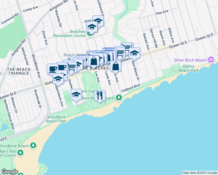 map of restaurants, bars, coffee shops, grocery stores, and more near 15 Violet Avenue in Toronto