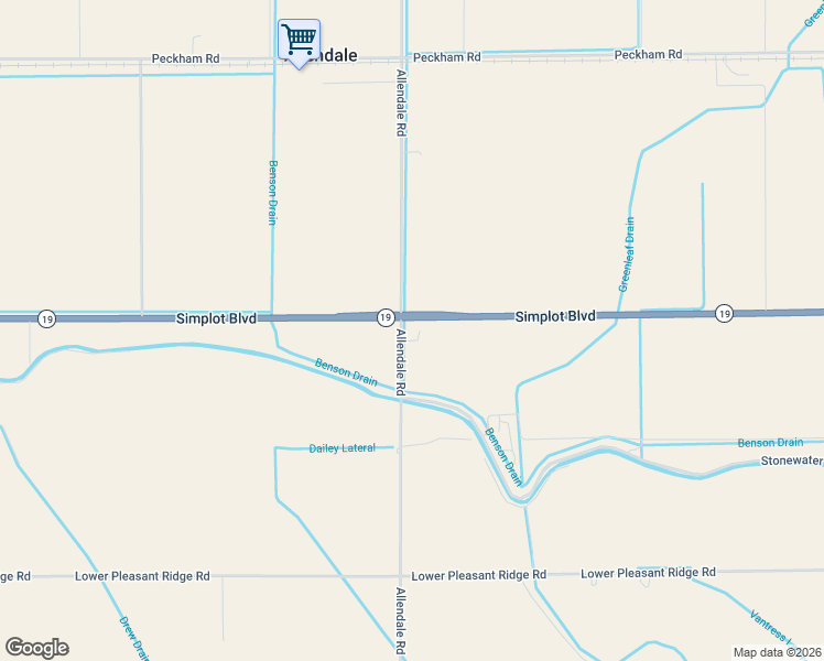 map of restaurants, bars, coffee shops, grocery stores, and more near 20498 Allendale Road in Wilder