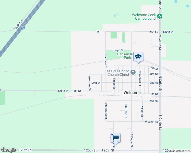 map of restaurants, bars, coffee shops, grocery stores, and more near 210 Van Amber Street in Welcome