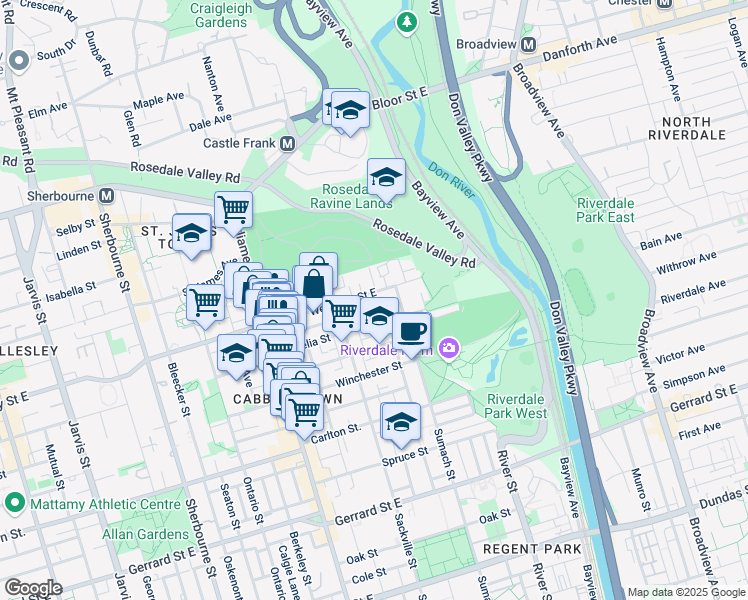 map of restaurants, bars, coffee shops, grocery stores, and more near in Toronto