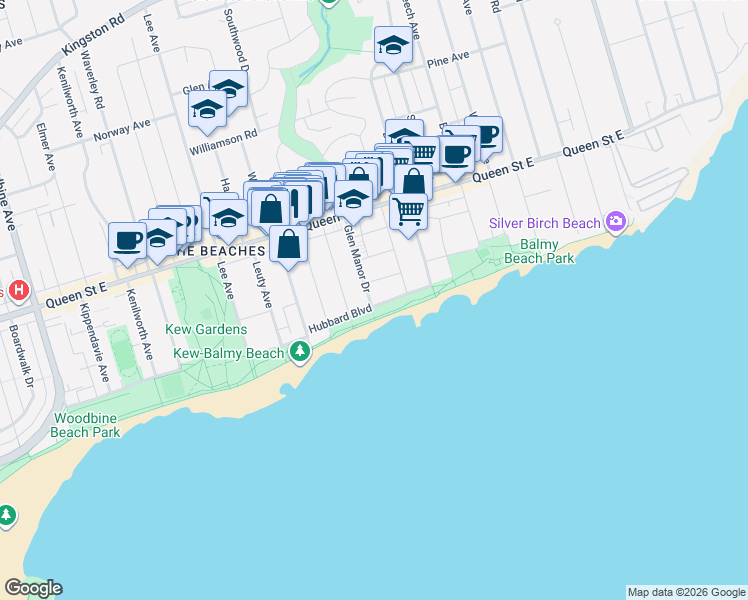 map of restaurants, bars, coffee shops, grocery stores, and more near in Toronto