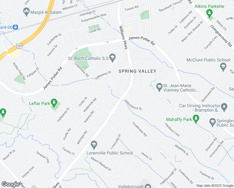 map of restaurants, bars, coffee shops, grocery stores, and more near 8 Personna Circle in Brampton