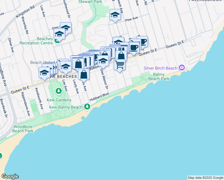 map of restaurants, bars, coffee shops, grocery stores, and more near in Toronto