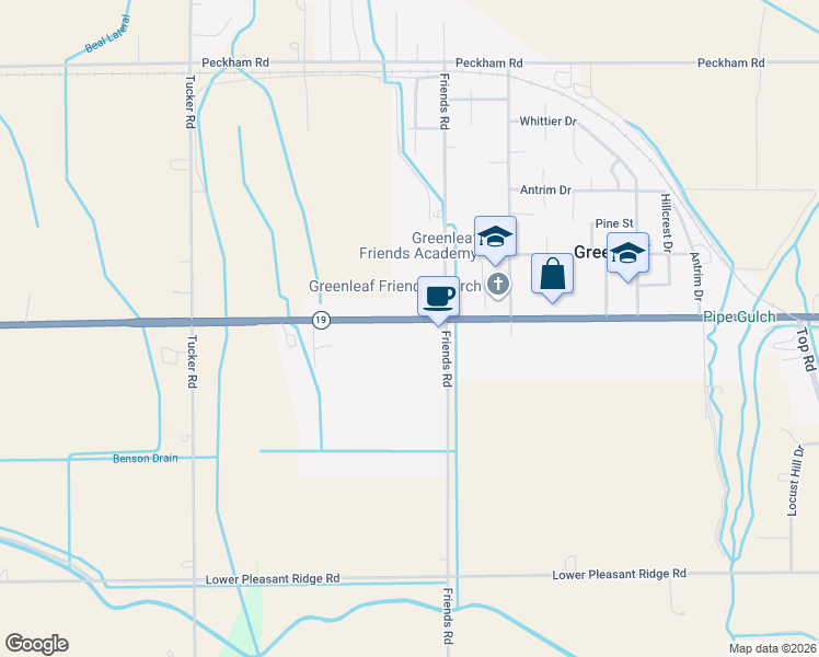map of restaurants, bars, coffee shops, grocery stores, and more near 21603 Main Street in Greenleaf