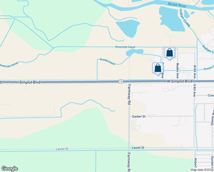 map of restaurants, bars, coffee shops, grocery stores, and more near 16001-16483 Simplot Boulevard in Caldwell
