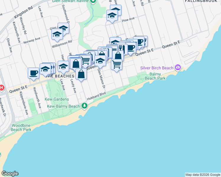 map of restaurants, bars, coffee shops, grocery stores, and more near in Toronto