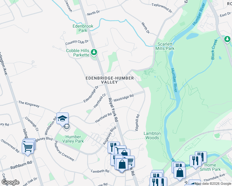 map of restaurants, bars, coffee shops, grocery stores, and more near in Toronto