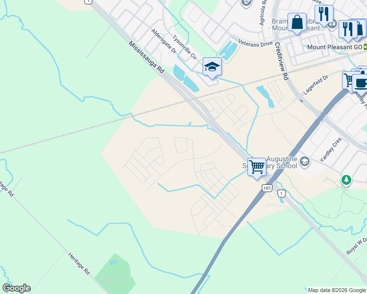 map of restaurants, bars, coffee shops, grocery stores, and more near 75 Arnold Circle in Brampton