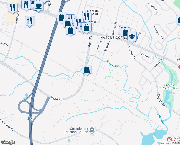 map of restaurants, bars, coffee shops, grocery stores, and more near 266 Terrace Avenue in Portland