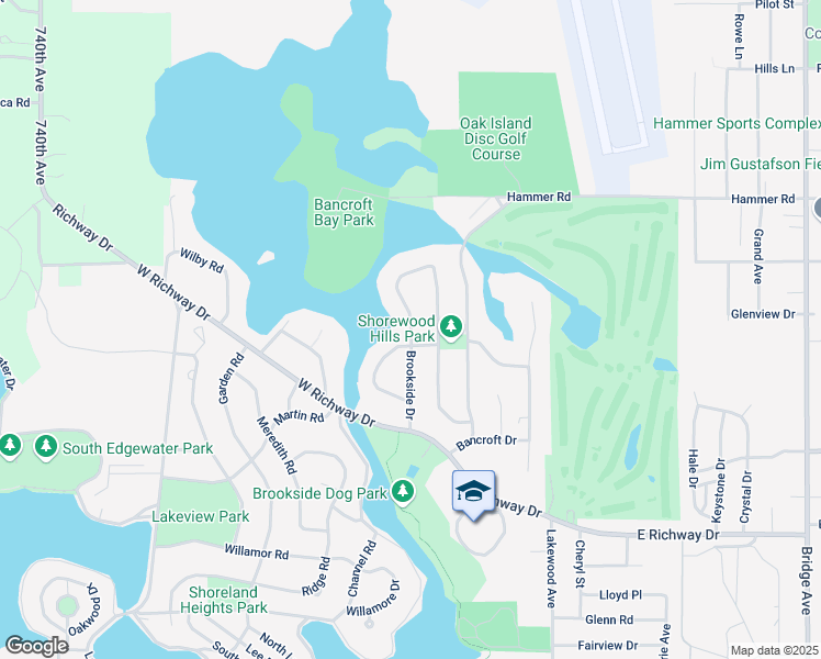 map of restaurants, bars, coffee shops, grocery stores, and more near 1905 Brookside Drive in Albert Lea
