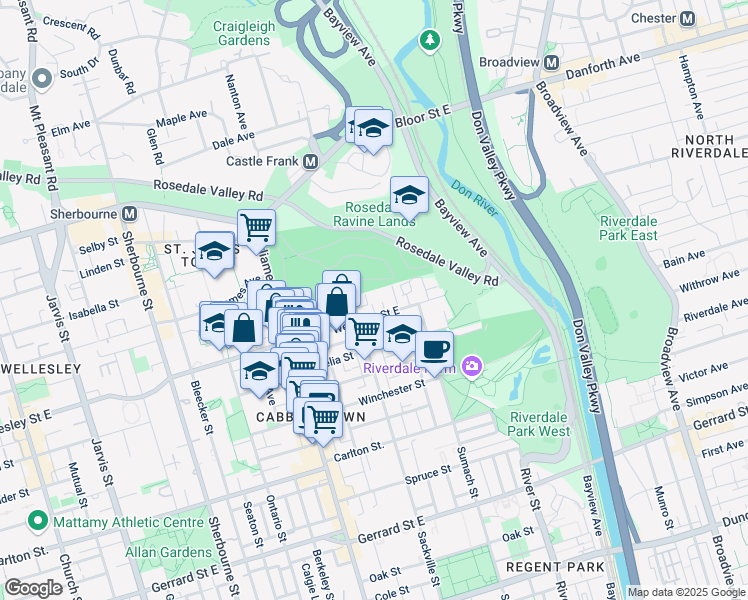 map of restaurants, bars, coffee shops, grocery stores, and more near in Toronto