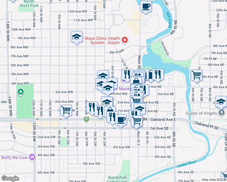 map of restaurants, bars, coffee shops, grocery stores, and more near in Austin