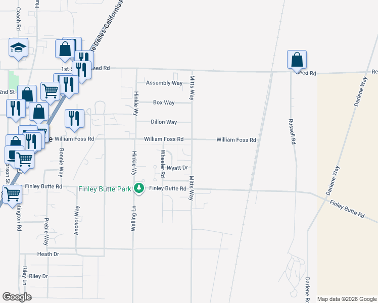 map of restaurants, bars, coffee shops, grocery stores, and more near 51465 Mitts Way in La Pine