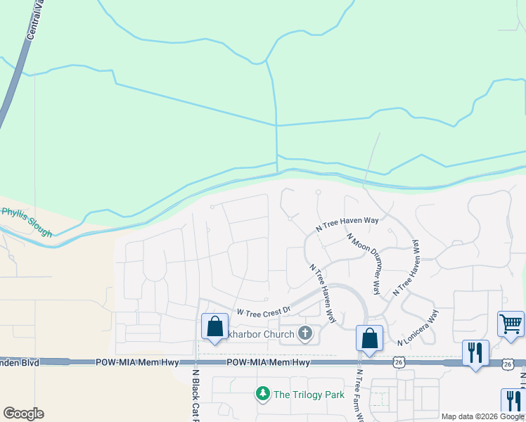map of restaurants, bars, coffee shops, grocery stores, and more near 4470 West Sugar Tree Drive in Meridian