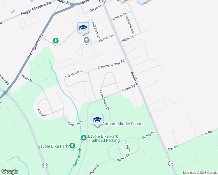 map of restaurants, bars, coffee shops, grocery stores, and more near 6 Winterberry Dr in Gorham