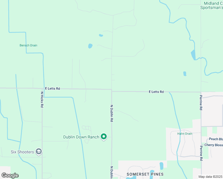 map of restaurants, bars, coffee shops, grocery stores, and more near 2042 North Dublin Road in Midland