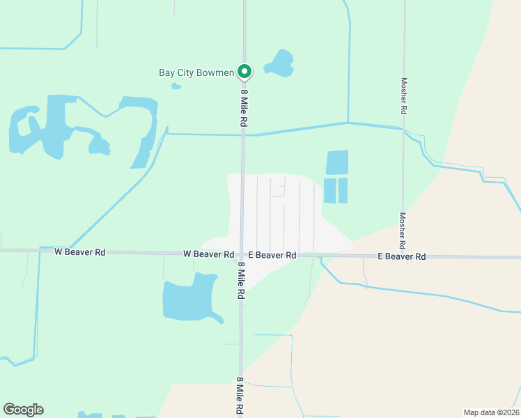 map of restaurants, bars, coffee shops, grocery stores, and more near Birch Road in Kawkawlin