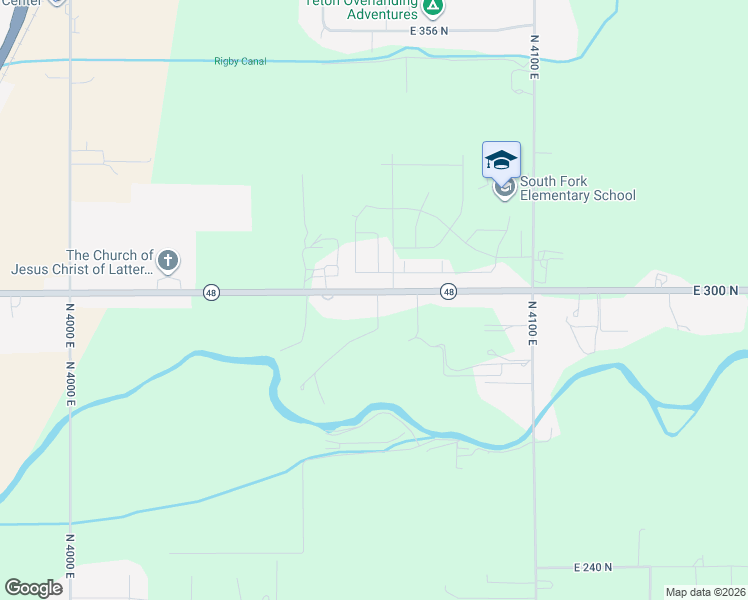 map of restaurants, bars, coffee shops, grocery stores, and more near 4064 East in Rigby