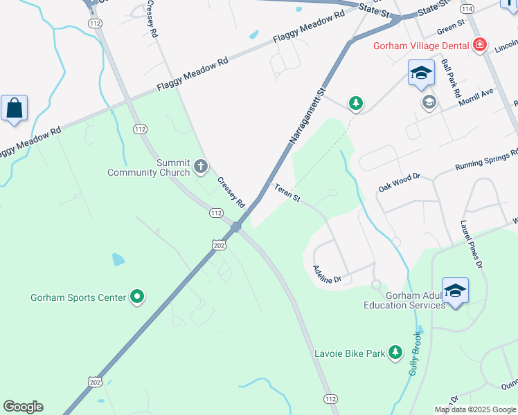 map of restaurants, bars, coffee shops, grocery stores, and more near 162 Maine 4 in Gorham