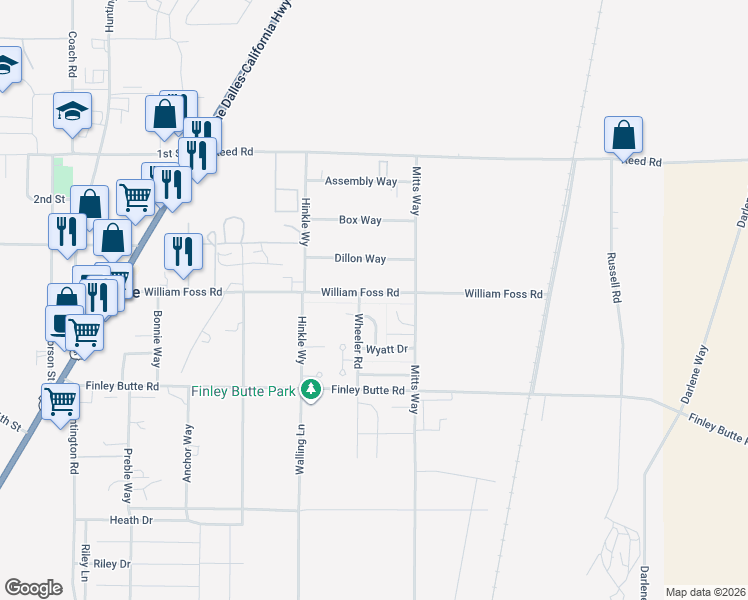 map of restaurants, bars, coffee shops, grocery stores, and more near 51466 Lasso Lane in La Pine